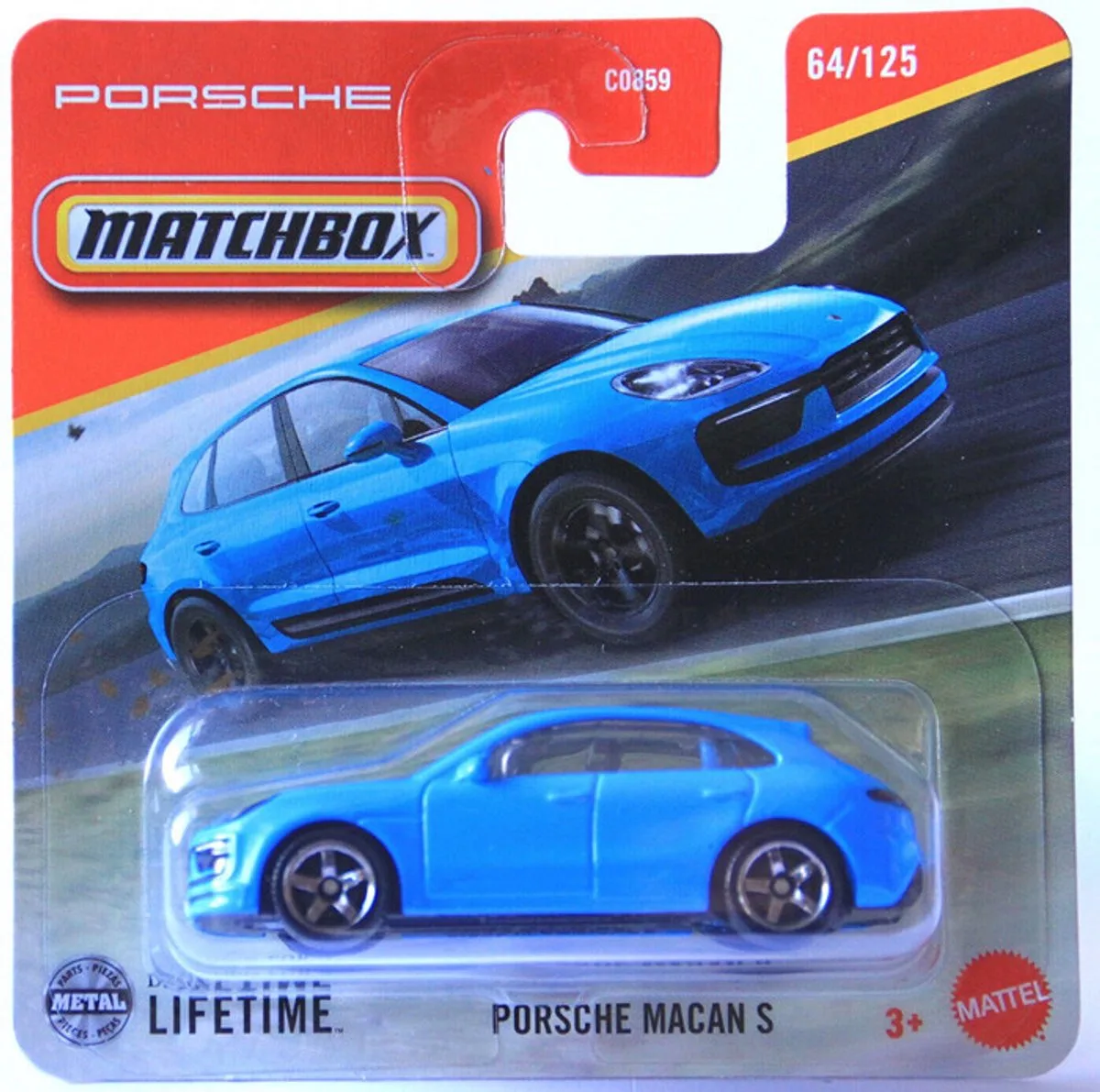 MATCHBOX 64-125 PORSCHE MACAN S SUV STEEL BLUE (1:64) METAL SHORT CARD van Matchbox in Metal blue – productfoto