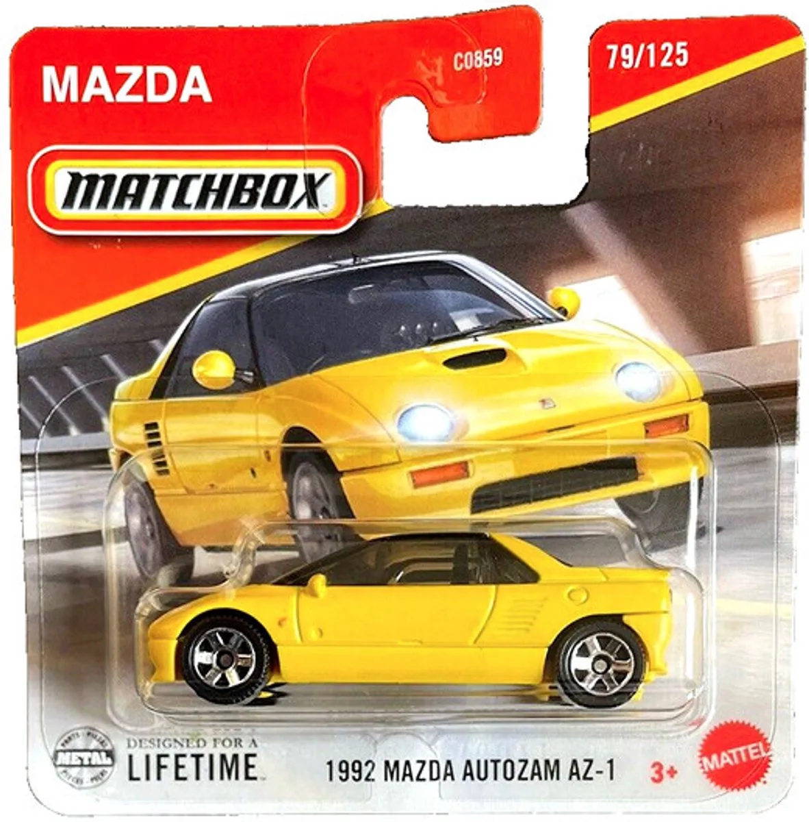 MAZDA 1992 AUTOZAM AZ-1 79/125 1:64 METAL van Matchbox in Geel – productfoto