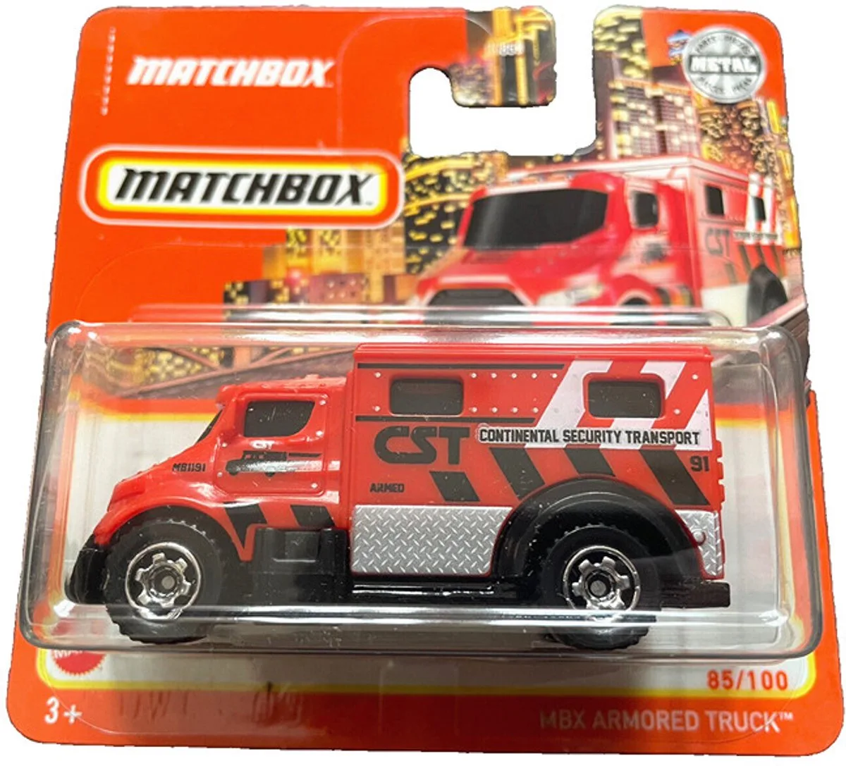 MBX ARMORED TRUCK CST CONTINENTAL SECURITY TRANSPORT 85/100 1:64 METAL SHORT CART de Matchbox en Rouge – photo du produit