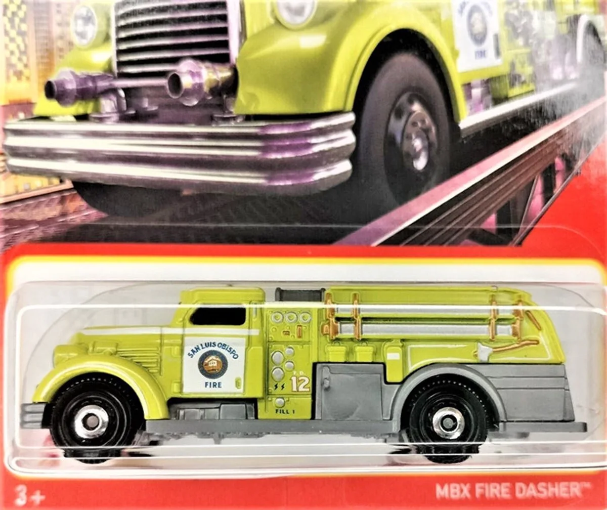MBX FIRE DASHER MBX 60-100 (San Luis Obispo Fire Department) TRUCK NLD07 1:64 METAL SHORT CARD 2023 de Matchbox en Yellow green – photo du produit