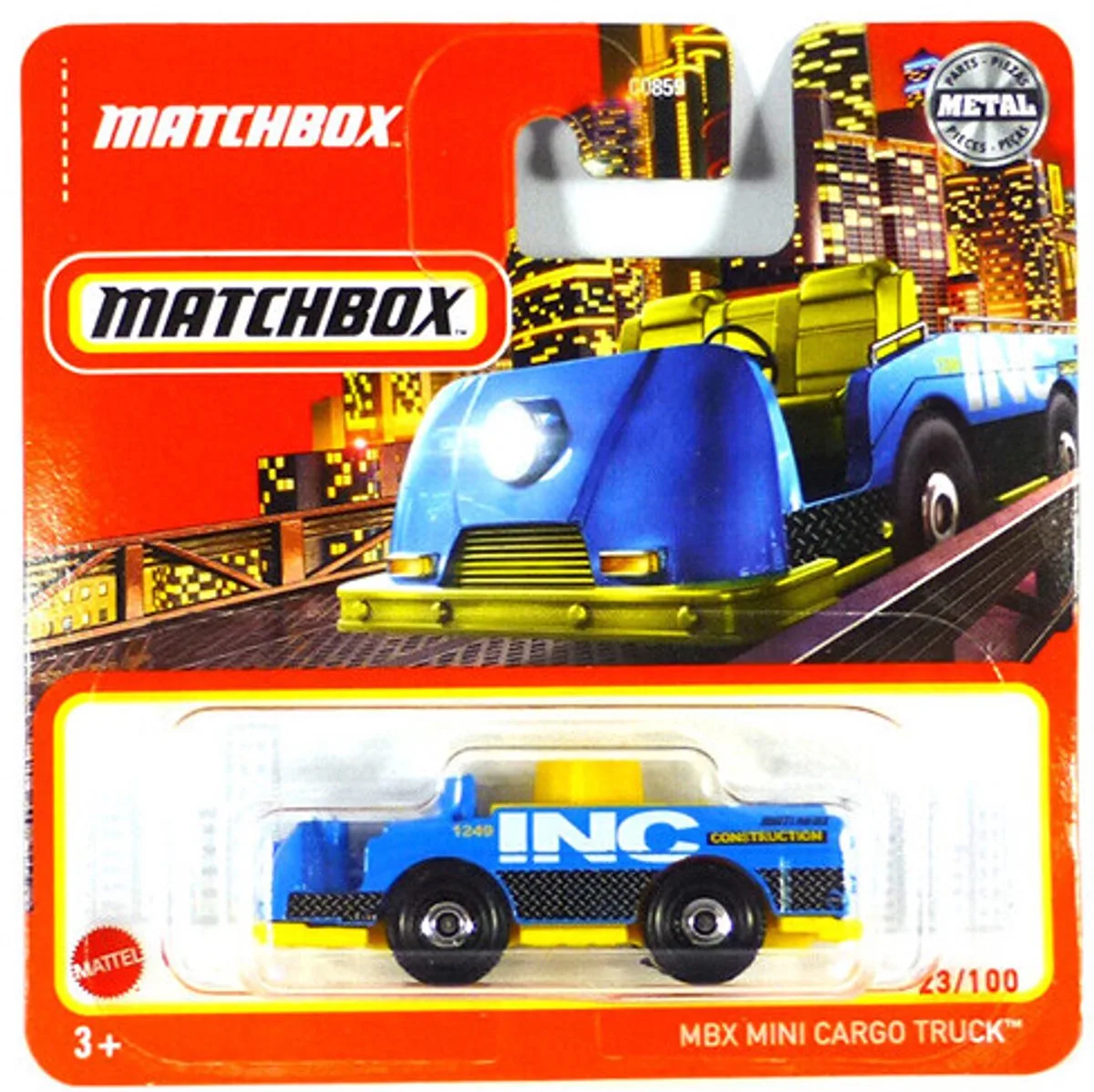 MBX MINI CARGO TRUCK 23-100 BLEU YELLOW (1:64) SHORT CARD van Matchbox in Blue yellow – productfoto