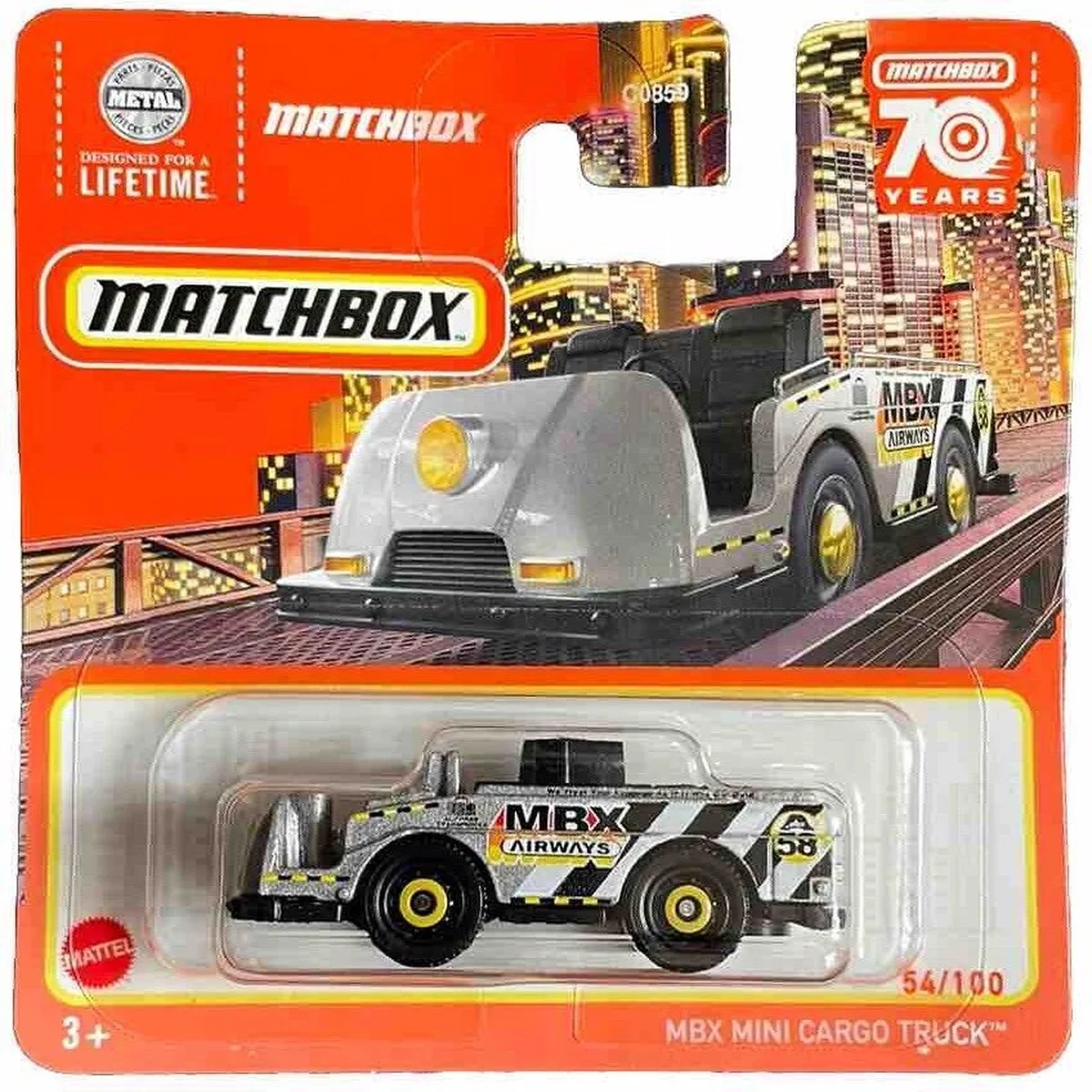 MBX MINI CARGO TRUCK 54-100 (1:64) SHORT CARD de Matchbox en Argent – photo du produit
