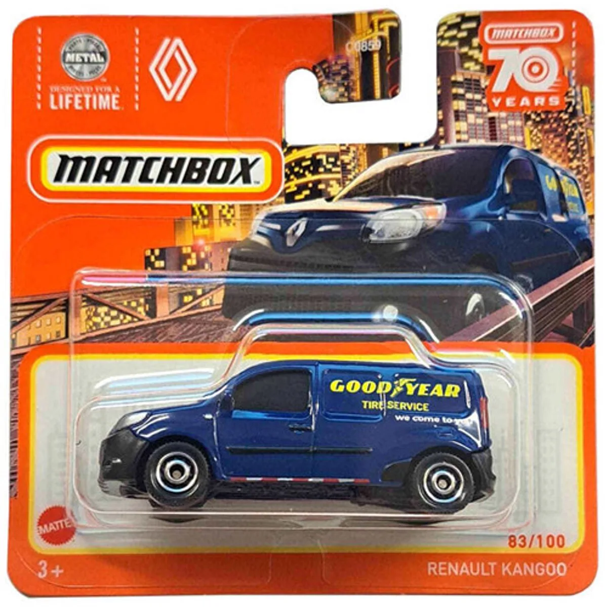 RENAULT KANGOO GOOD YEAR 83/100 (1:64) van Matchbox in Blauw – productfoto