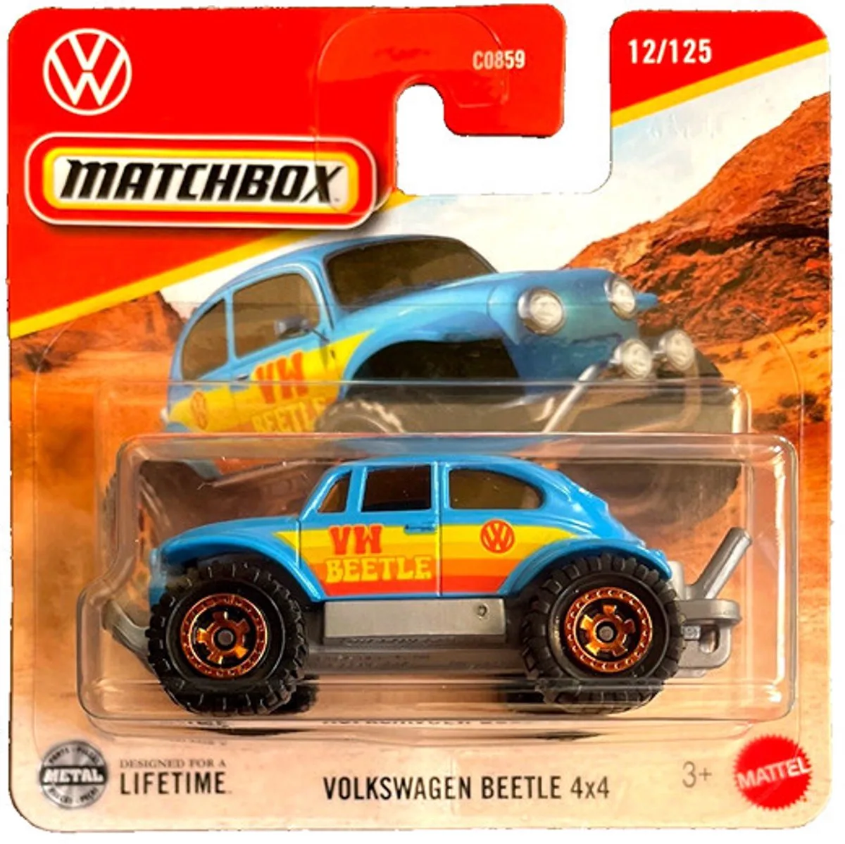 VOLKSWAGEN BEETLE 4x4L KEVER HARDTOP 121/125 (1:57) MIAMI BLUE SHORT CARD de Matchbox en Bleu – photo du produit