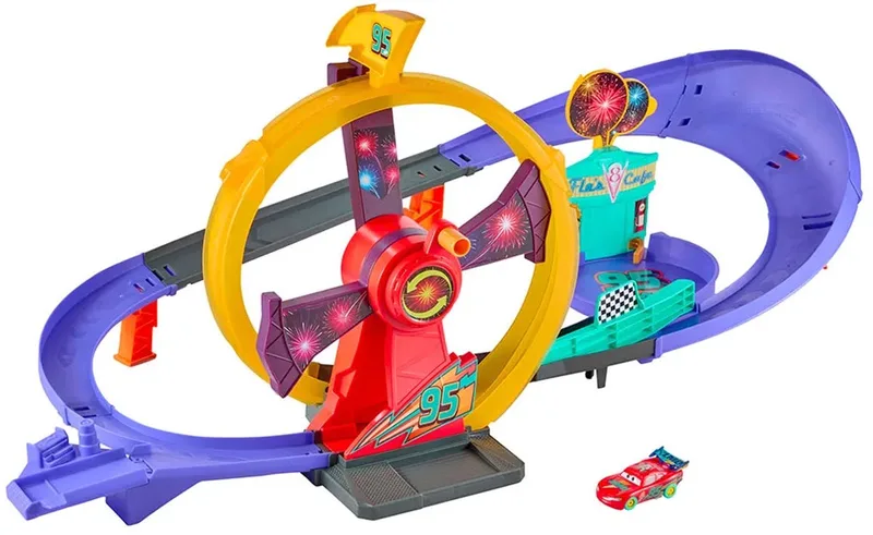 Cars speelgoed racebaan met Light-Up Lightning McQueen auto. från Mattel i Flerfärgad – produktbild