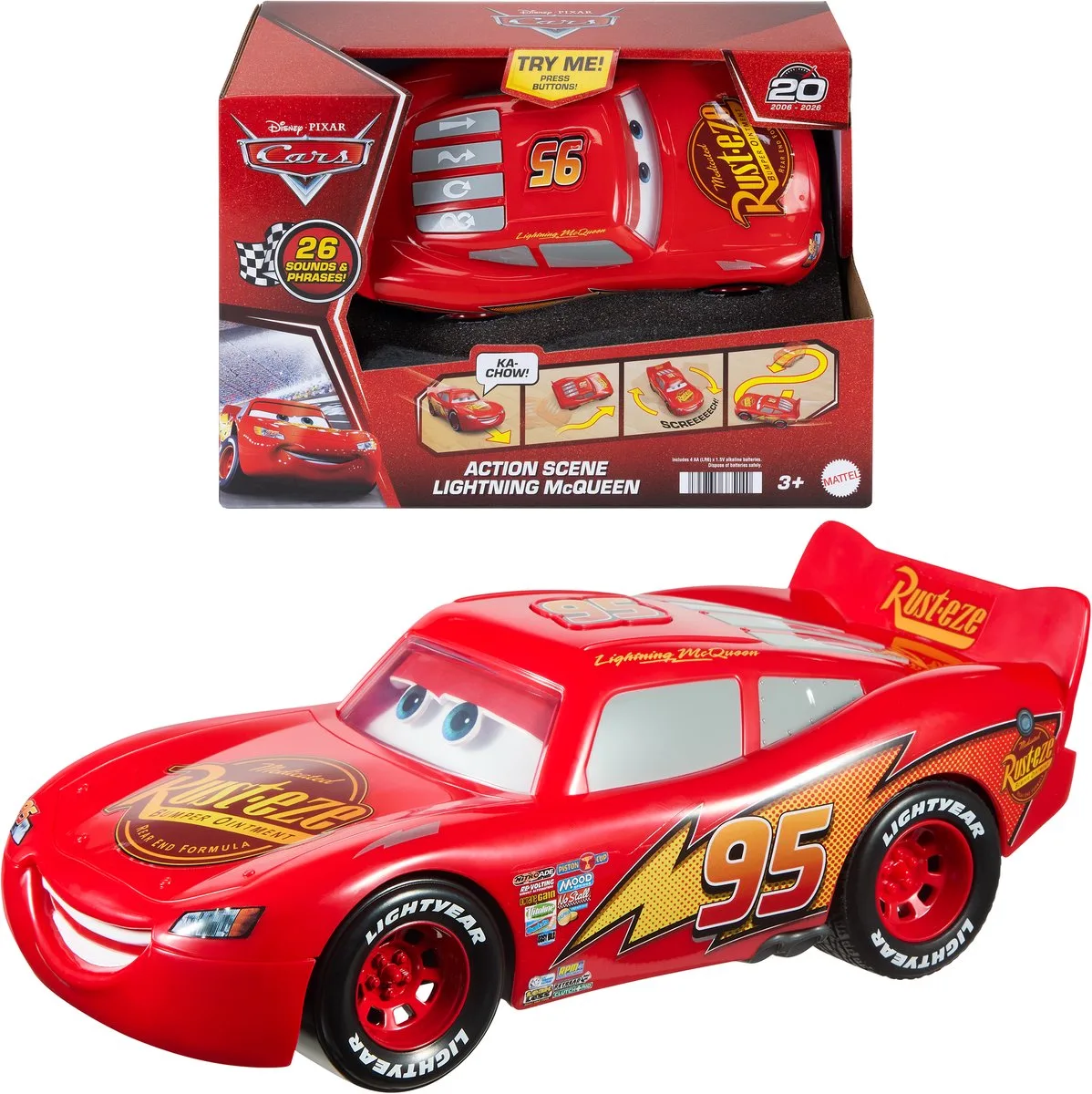 Disney en Pixar Cars Actiescène Bliksem McQueen - Met geluidseffecten de Mattel en Rouge – photo du produit
