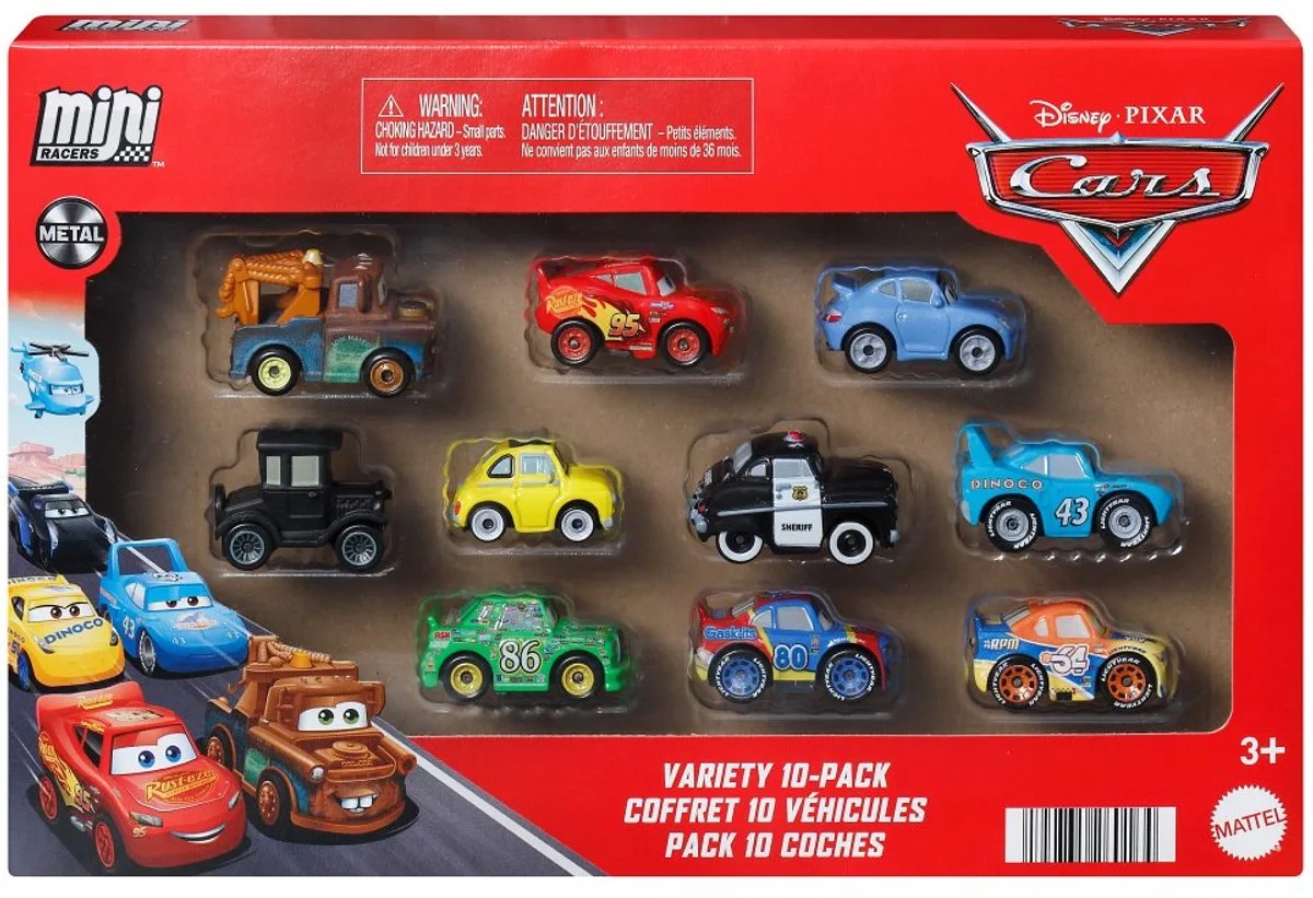 Disney en Pixar Cars Mini Racers 10-pack - set van 10 speelgoedvoertuigen uit de film de Mattel en Multicolore – photo du produit