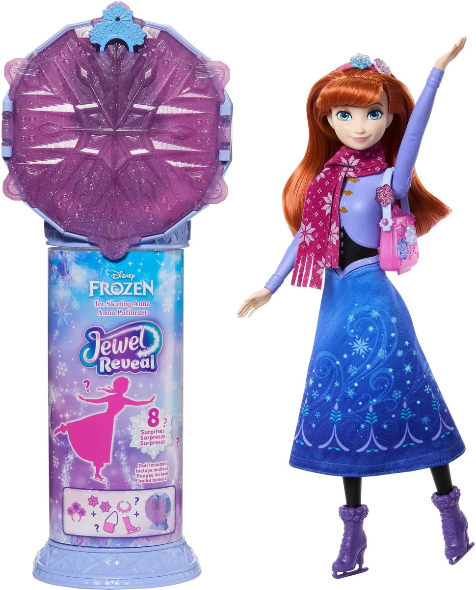 Disney Frozen JEWEL REVEAL Schaatsende Anna Modepop de Mattel en Multicolore – photo du produit