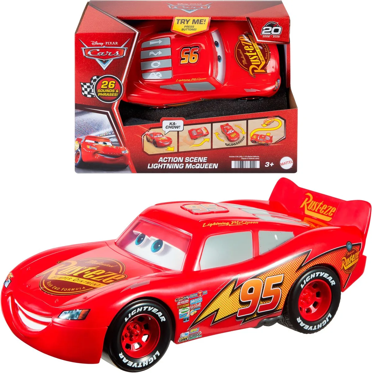 Disney Pixar Cars Disney and Pixar Cars Race to Celebrate Action Scene Lightning McQueen Vehicle van Mattel in Meerkleurig – productfoto