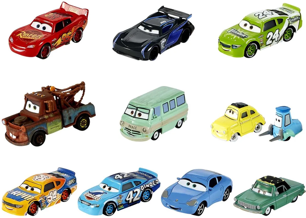 Disney Pixar Cars Set van 10 Metalen Voertuigen by Mattel in Multicolour – product photo