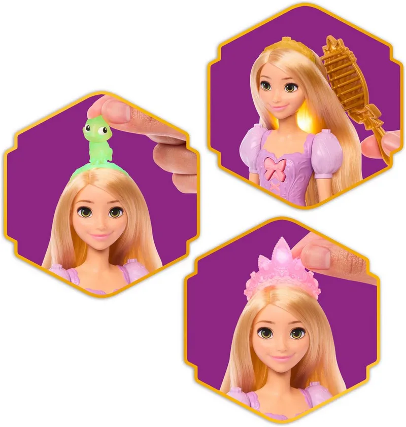 Disney Princess Lichtgevend Haar Rapunzel Modepop - Met 5 manieren om te gloeien från Mattel i Flerfärgad – produktbild 4 av 5