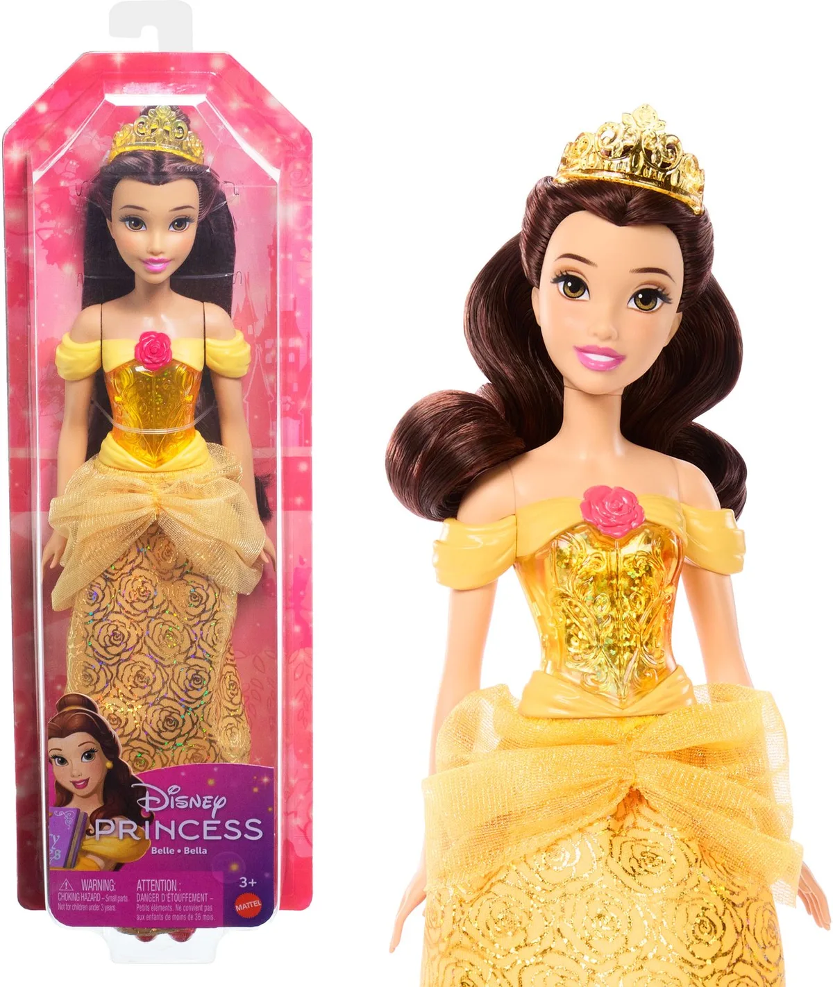 Disney Prinzessin Belle-Modepuppe mit Accessoires von Mattel in Gelb – Produktfoto