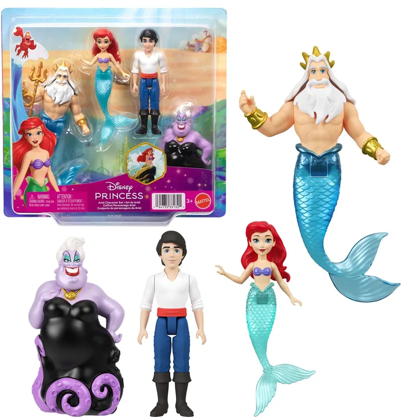 Disney Prinses Ariël Personageset met 4 kleine poppen van Mattel in Meerkleurig – productfoto