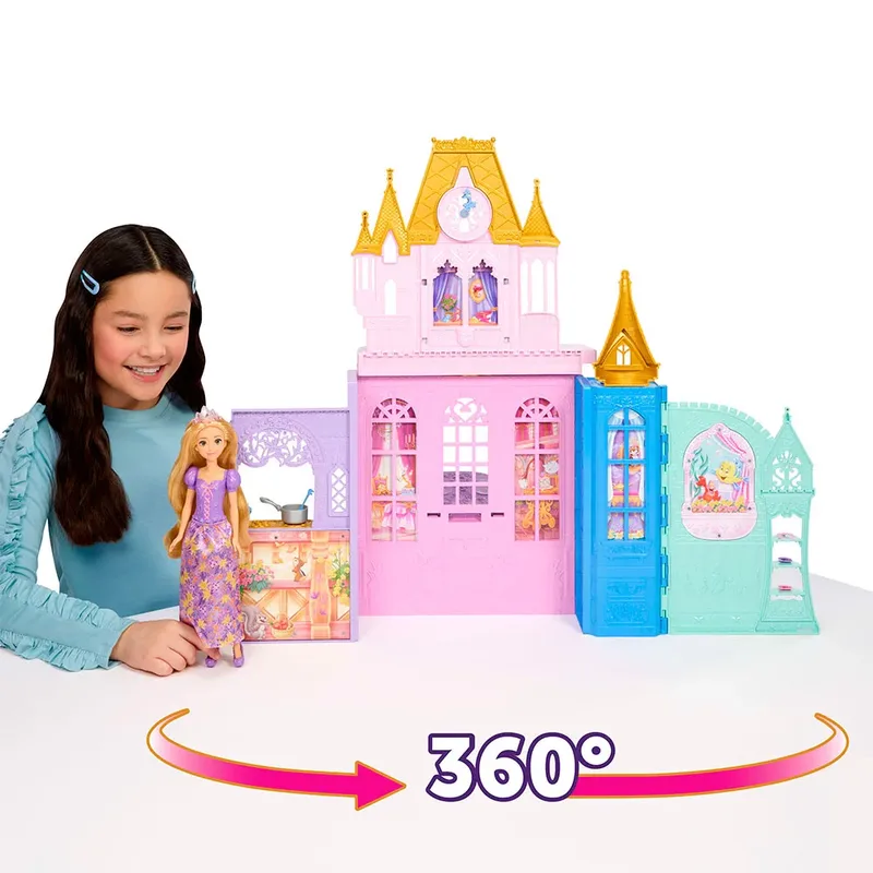 Disney Prinses Rapunzel Pop en Close & Carry Kasteel Speelset - Met 5 speelgebieden en 20 accessoires från Mattel i Flerfärgad – produktbild 4 av 6