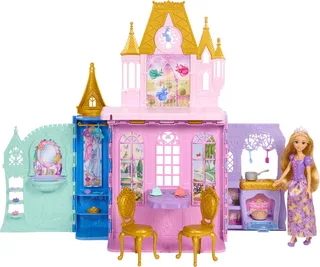 Disney Prinses Rapunzel Pop en Close & Carry Kasteel Speelset - Met 5 speelgebieden en 20 accessoires från Mattel i Flerfärgad – produktbild 1 av 6