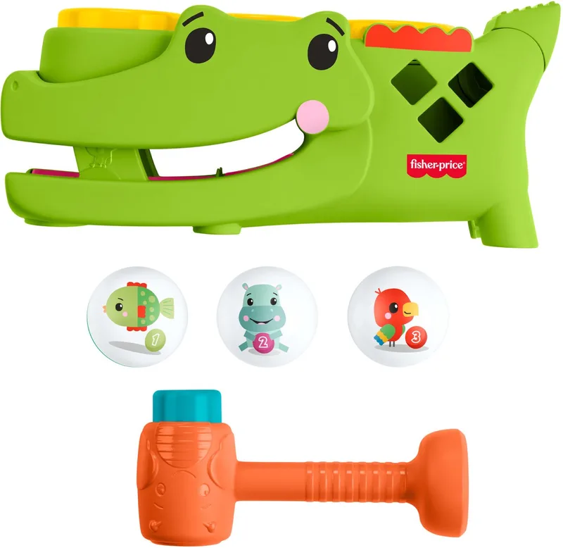 Fisher-Price Zit en Tik Rolligator - Babyspeelgoed met tikactiviteit en kruipend spelen - 3 ballen en hamer by Mattel in Multicolour – product photo