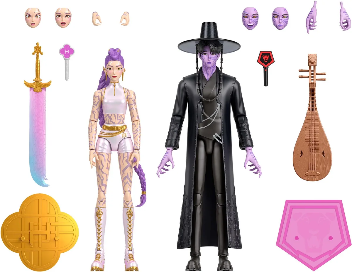 KPop Demon Hunters Rumi en Jinu: Laatste gevecht Actiefiguren Set van 2 van Mattel in Meerkleurig – productfoto