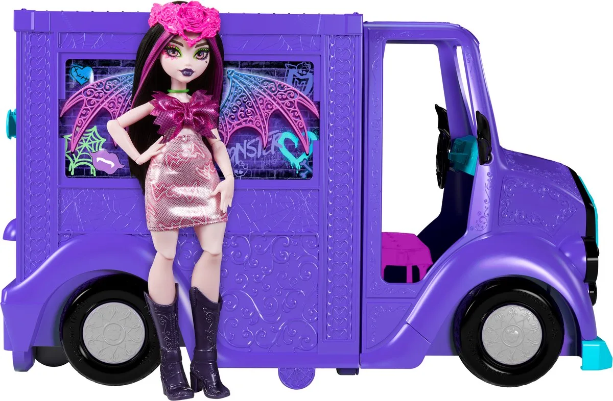 Monster High Koncertowy Food + Lalka Zestaw Hxh83 Vrachtwagen Roze fra Mattel i Flerfarvet – produktbillede