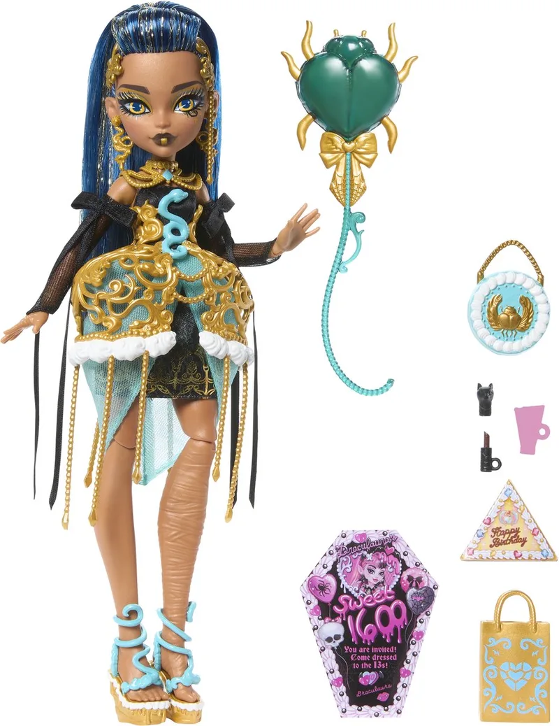 Monster High pop verjaardag Cleo De Nile met accessoires. de Mattel en Multicolore – photo du produit