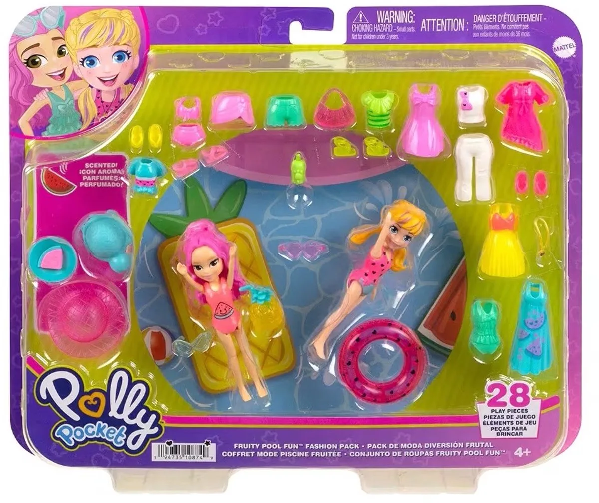 Polly - Pack Fruity Pool Fun playset 28 play pieces fashion de Mattel en Jaune – photo du produit