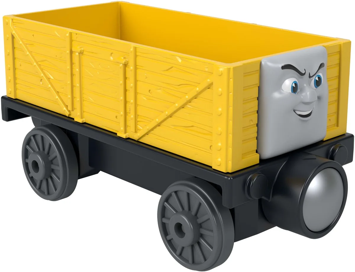 Thomas de Trein - Ondeugende Wagon - Kleine metalen locomotief van Mattel in Geel, Zwart – productfoto
