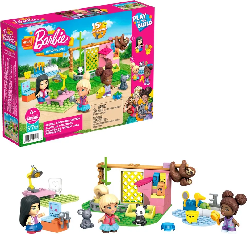 Barbie Dierenverzorging bouwset - 97 bouwstenen de Mega Bloks en Meerkleurig – photo du produit