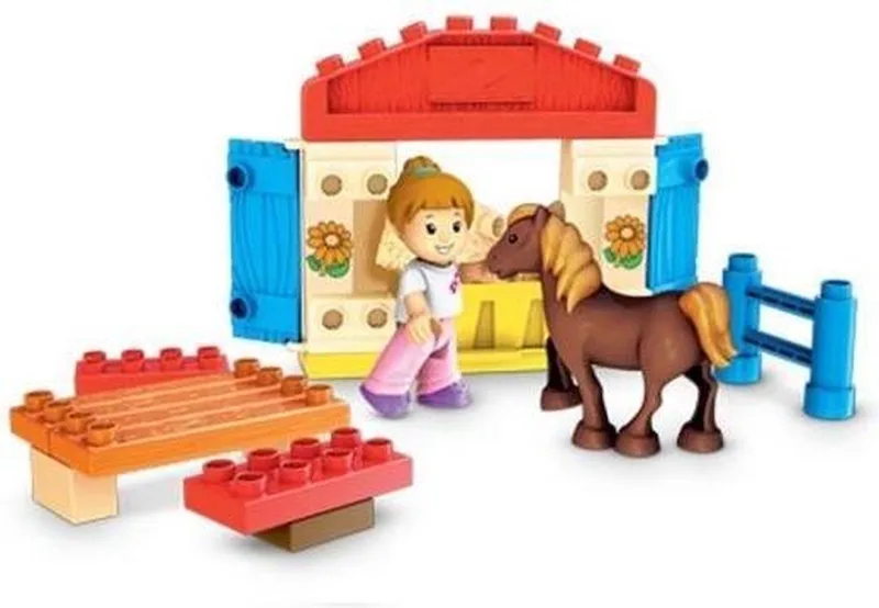 Blok Town Ponystal 16 Blokken - Constructiespeelgoed fra Mega Bloks i Bruin – produktbillede