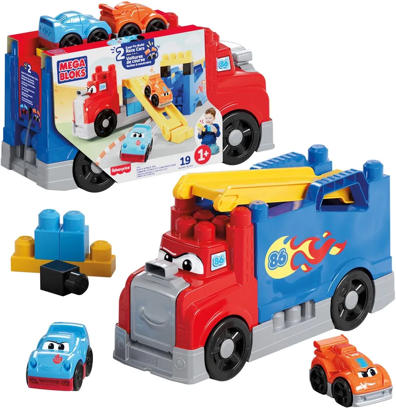 Bouw- en racetruck fra Mega Bloks i Meerkleurig – produktbillede