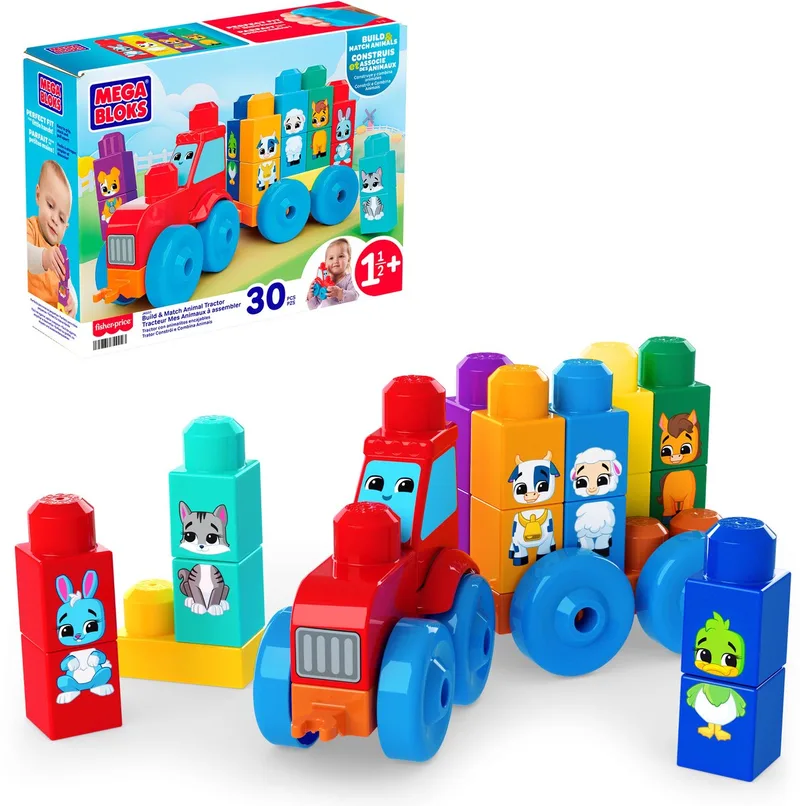 dieren tractor kleurrijk bouwspeelgoed van Mega Bloks in Meerkleurig – productfoto