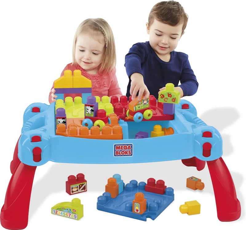First Builders Speel- en Leertafel - Constructiespeelgoed voor 1-5 jaar de Mega Bloks en Multi Color – photo du produit