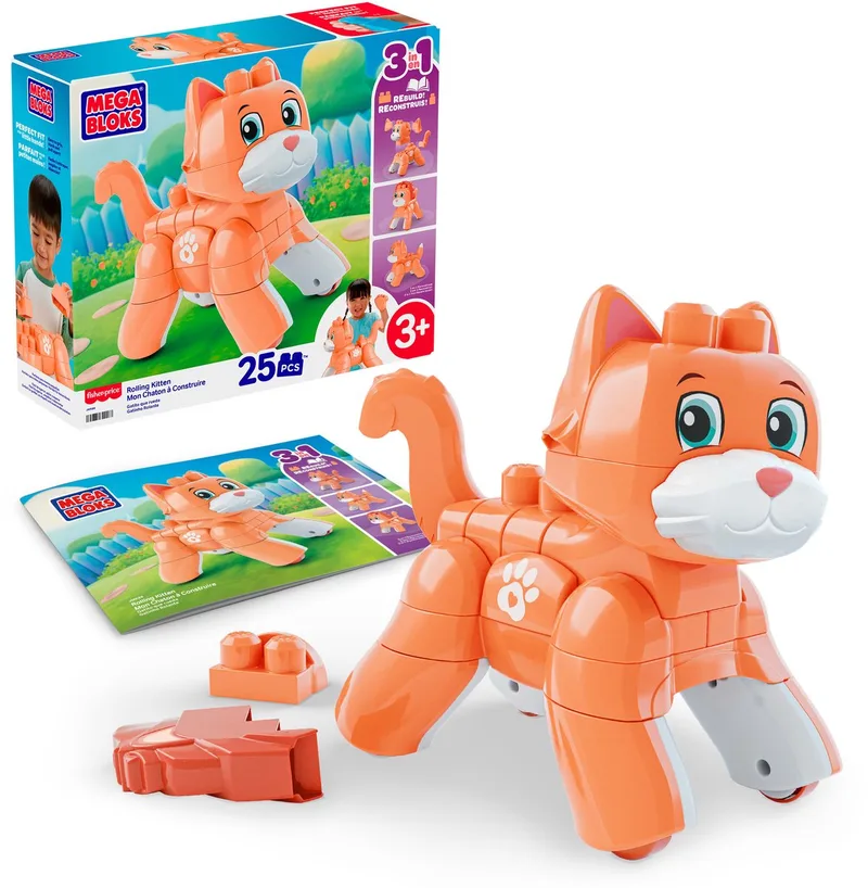 Fisher-Price - Speelgoedblokken Rollende met draaiende wieltjes - 25 stukjes by Mega Bloks in Kitten – product photo