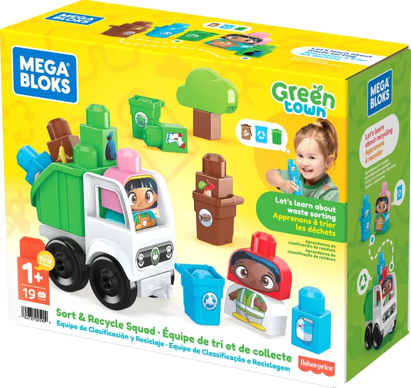 Green Town Sort & Recycle Squad - 18 grote bouwstenen by Mega Bloks in Meerkleurig – product photo