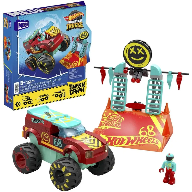 Hot Wheels Mega Hot Wheels Monster Trucks Demo Derby Extreme-Stunt Set de Mega Bloks – photo du produit
