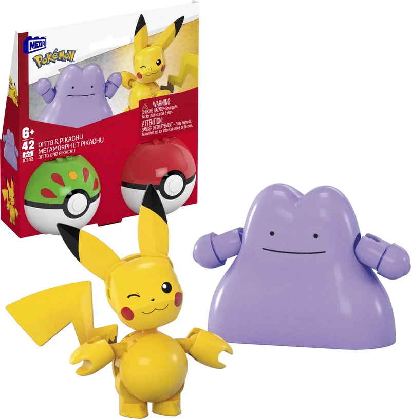 Pokémon Pikachu & Ditto - Bouwset met 2 Pokéballen - 7+ jaar från Mega Bloks i Pikachu & Ditto – produktbild