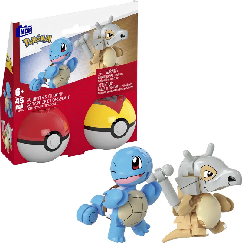 Pokémon Squirtle en Cubone - Constructiespeelgoed - Speelfiguur by Mega Bloks in Meerkleurig – product photo