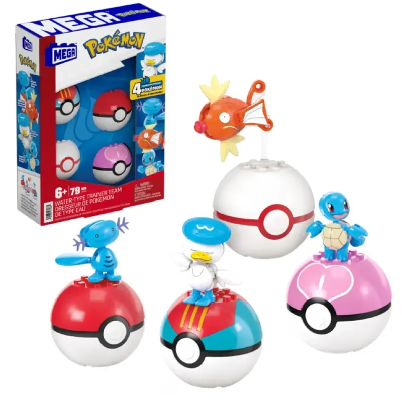 Pokémon Wasser-Typ Trainerteam Bauspielzeug-Set mit 2 Actionfiguren van Mega Bloks – productfoto