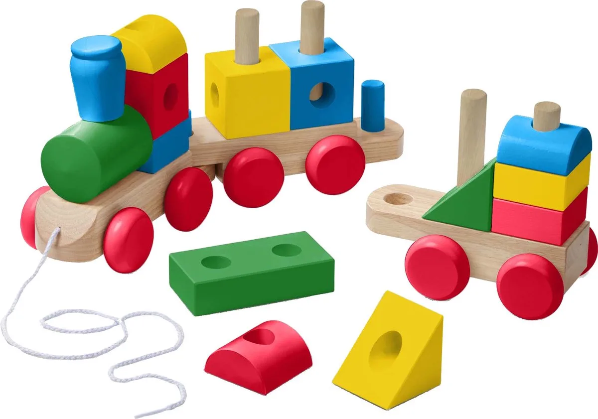Blokkentrein Jumbo Classic 63,5 Cm Hout 17-delig van Melissa & Doug in Meerkleurig – productfoto