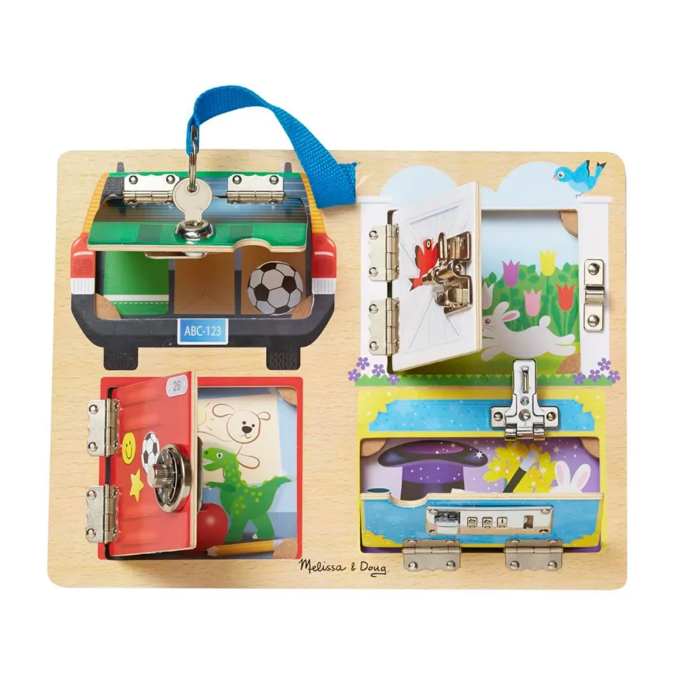 Träaktivitetstavla Lås Och Spärr (806100) Leksak von Melissa & Doug – Produktfoto