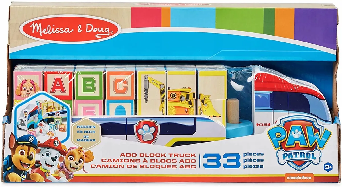Houten Blokken Vrachtwagen met Alfabet en Cijfers - Speelgoed voor Peuters de Melissa & Doug en Multicolore – photo du produit