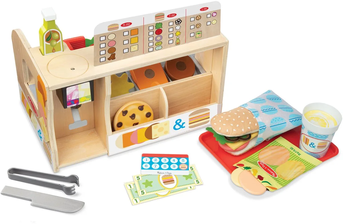 Houten broodjeszaak speelset – Met snijfunctie van Melissa & Doug in Rood – productfoto