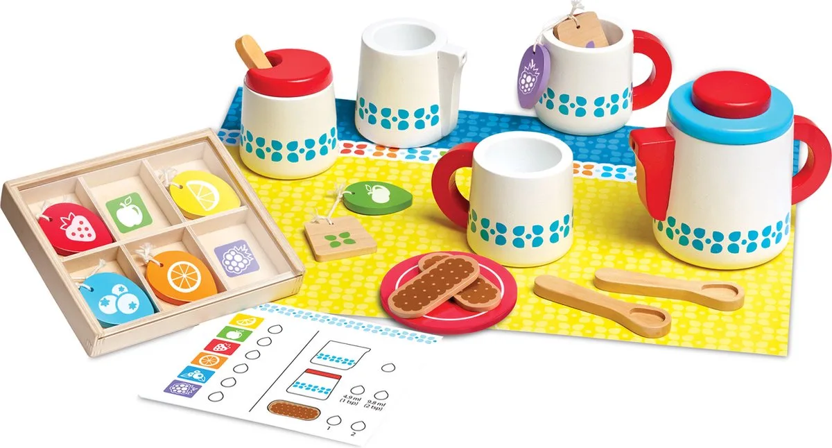 Houten set voor het zetten en serveren van thee fra Melissa & Doug i Flerfarvet – produktbillede