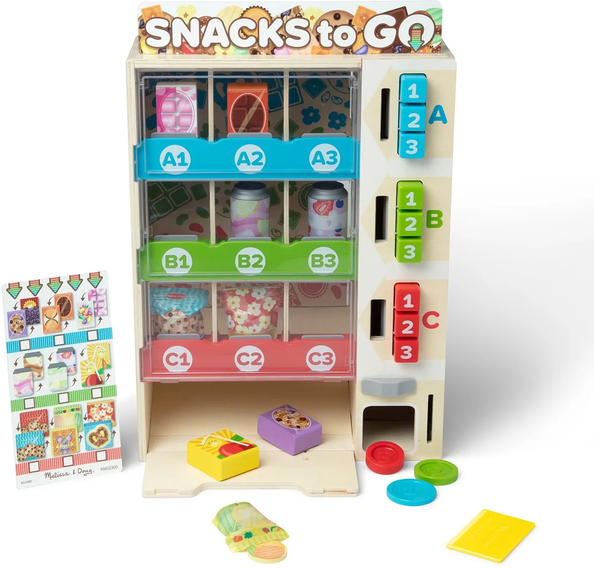 Houten snackautomaat – Inclusief speelgeld en snacks van Melissa & Doug in Hout – productfoto