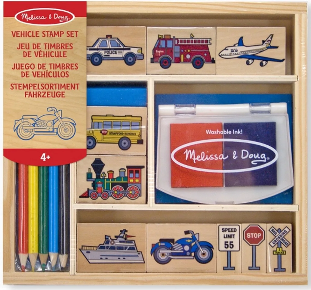 Houten speelgoed stempelset voertuigen - Creatief speelgoed - Knutselspullen voor kinderen de Melissa & Doug en Multicolore – photo du produit