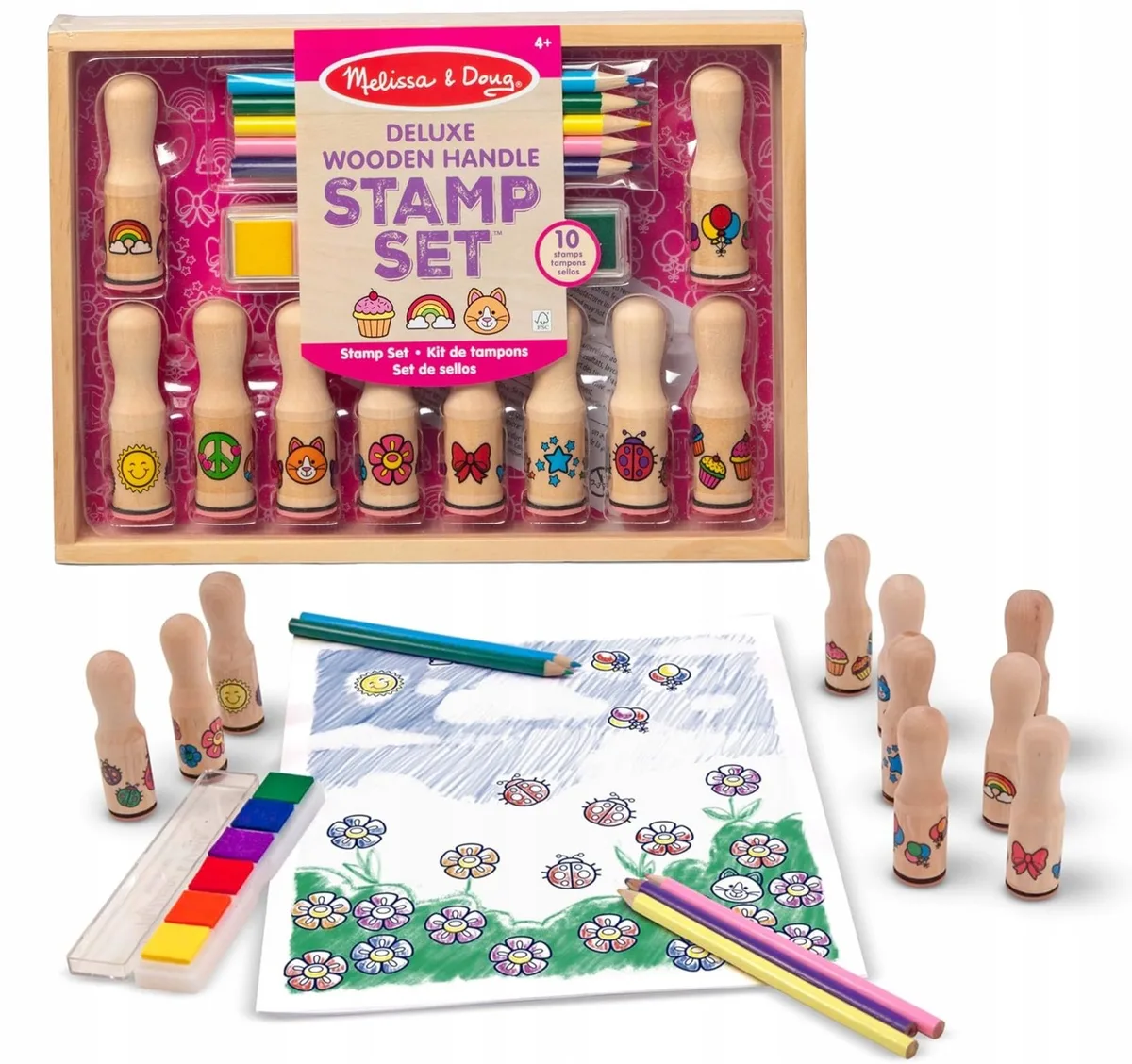 Houten Stempelset Deluxe de Melissa & Doug en Multicolore – photo du produit