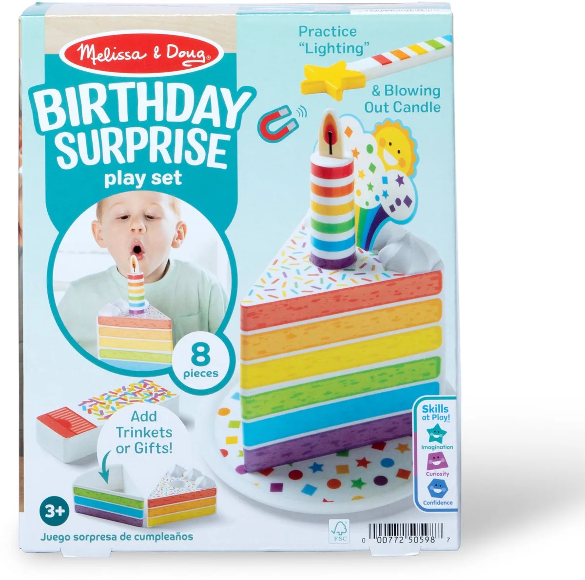 Houten Verjaardagstaart met kaarsje en verrassingsdoosje de Melissa & Doug en Multicolore – photo du produit