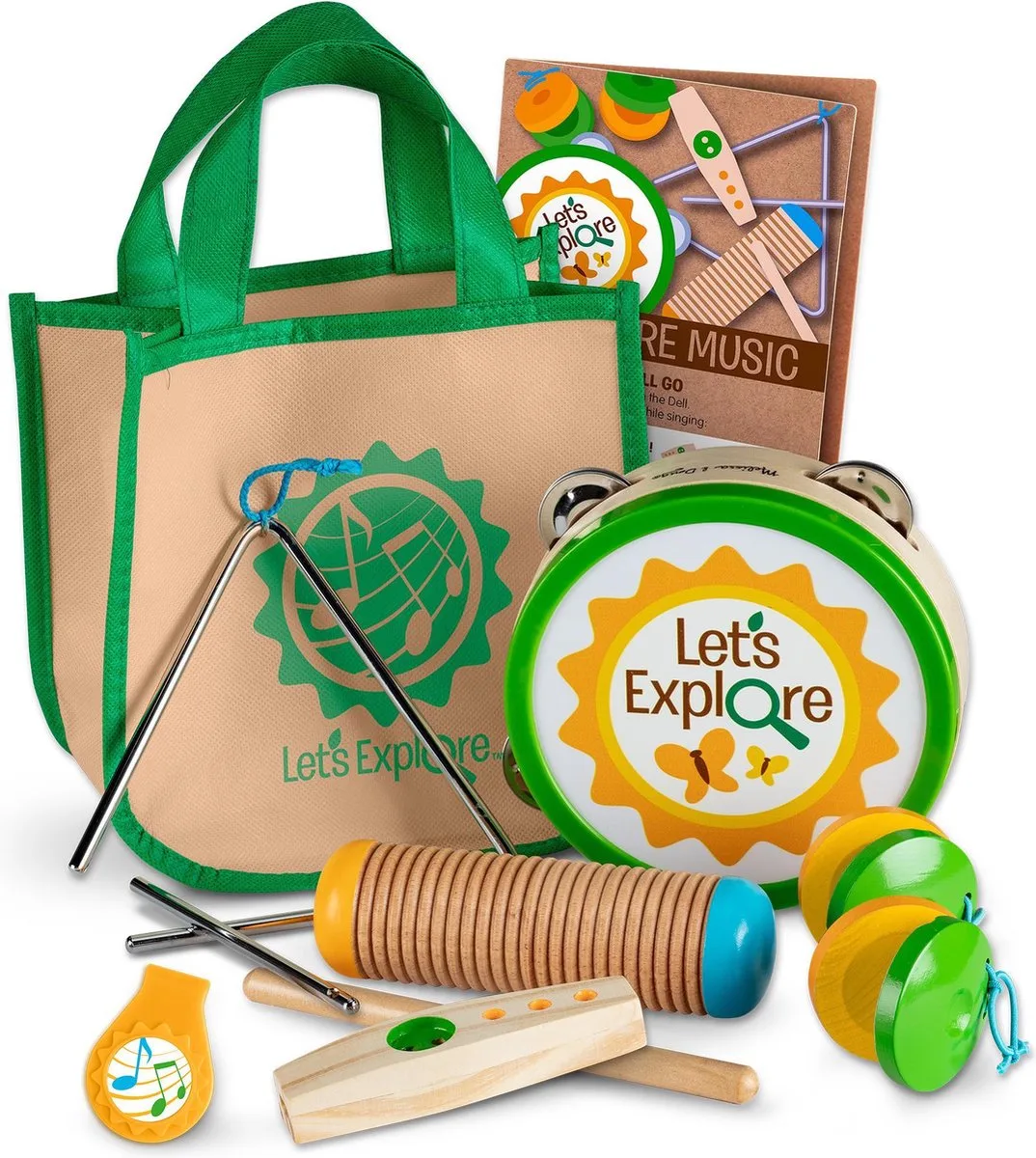 Let's Explore Kampvuur muziekset met houten en metalen instrumenten van Melissa & Doug in Meerkleurig – productfoto