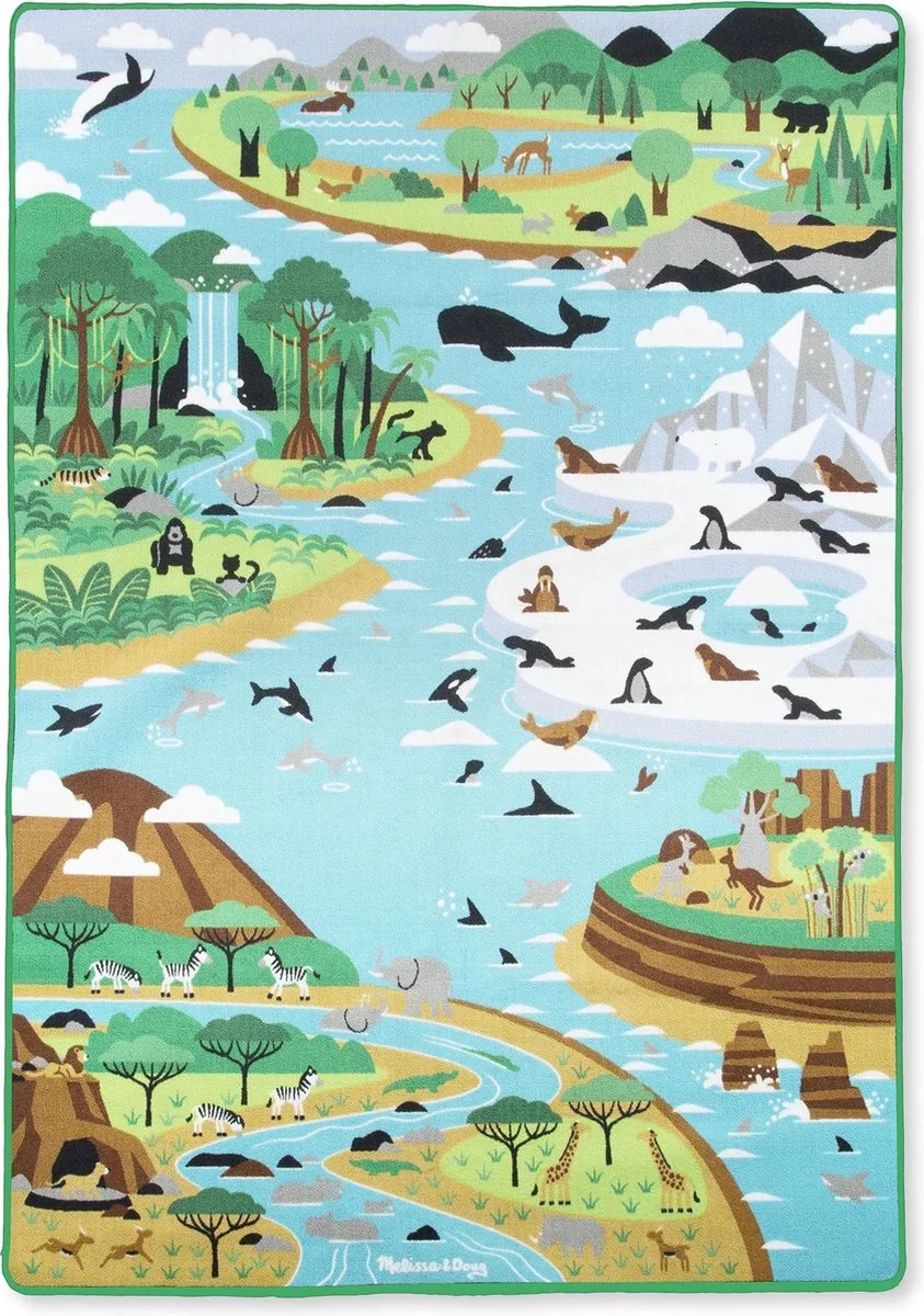 Wereldreis Speelkleed Met Dieren 200 X 147 Cm van Melissa & Doug in Blauw – productfoto