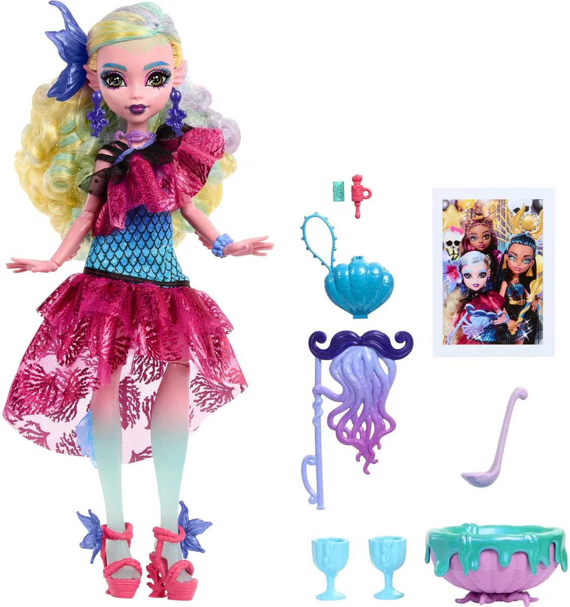 Mattel Monster High Lagoona Blue Monster Ball Feestjurk Pop Roze van Monster High in Meerkleurig – productfoto