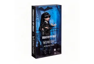 x Wednesday verzamelpop - Wednesday Addams in zwarte jurk met Thing als accessoire de Monster High en NEW Wednesday Addams – photo du produit 2 sur 5
