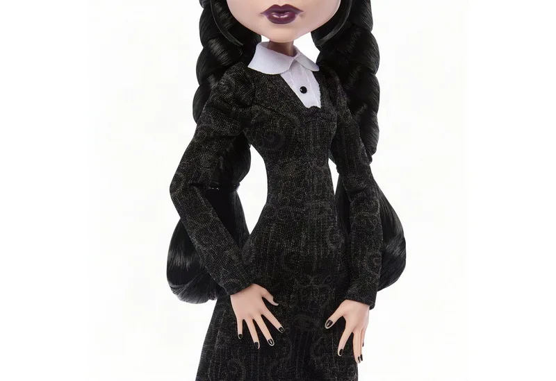 x Wednesday verzamelpop - Wednesday Addams in zwarte jurk met Thing als accessoire de Monster High en NEW Wednesday Addams – photo du produit 5 sur 5